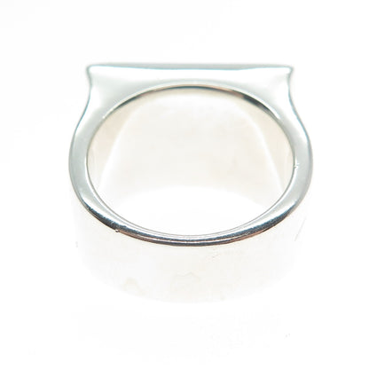 925 Sterling Silver Vintage Real Red Garnet & MOP Modernist Ring Size 7.75