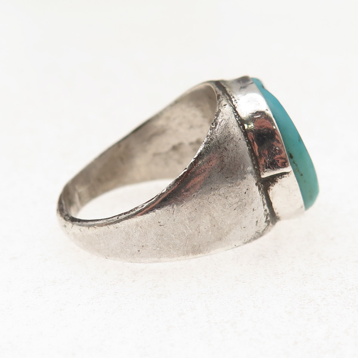 Old Pawn 925 Sterling Silver Vintage Southwestern Turquoise Tribal Ring Size 10