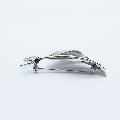 925 Sterling Silver Vintage Danecraft Double Leaf Pin Brooch