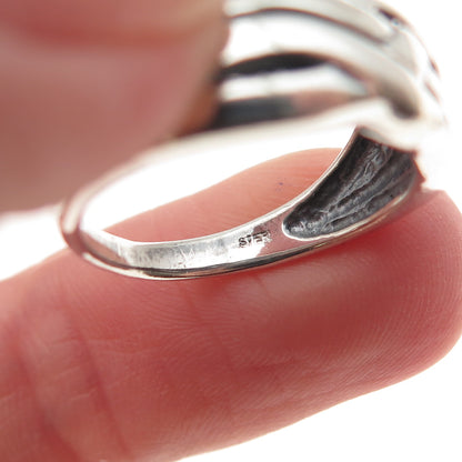 925 Sterling Silver Vintage Modernist Woven Oxidized Ring Size 5.25