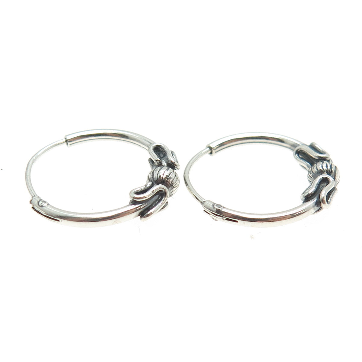 925 Sterling Silver Ball Swirl Hoop Earrings