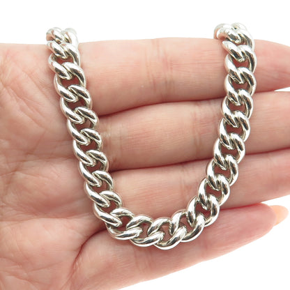 RALPH LAUREN 925 Sterling Silver Vintage Cuban Chain Toggle Clasp Necklace 16"