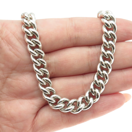 RALPH LAUREN 925 Sterling Silver Vintage Cuban Chain Toggle Clasp Necklace 16"