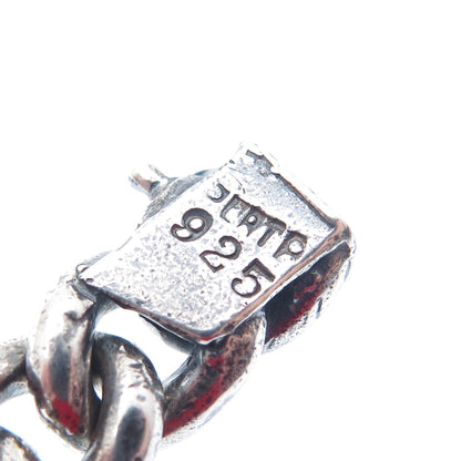 925 Sterling Silver Vintage Mexico Curb Link Oxidized Bracelet 6.75"