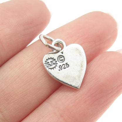 SUNDANCER 925 Sterling Silver Vintage Footprints Heart Minimalist Charm Pendant