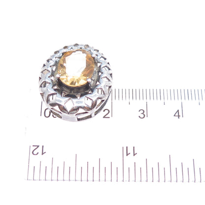 CLYDE DUNEIER CID 925 Sterling Vintage Real Citrine Oxidized Slide Charm Pendant