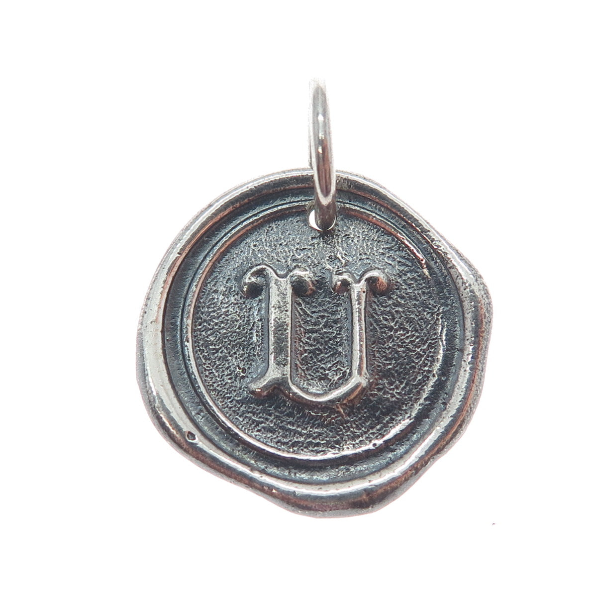 WAXING POETIC Sterling Silver Vintage Letter U Initial Oxidized Charm Pendant