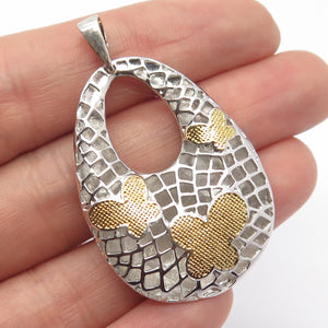 925 Sterling Silver 2-Tone Vintage Lady's Butterfly Bag Pendant