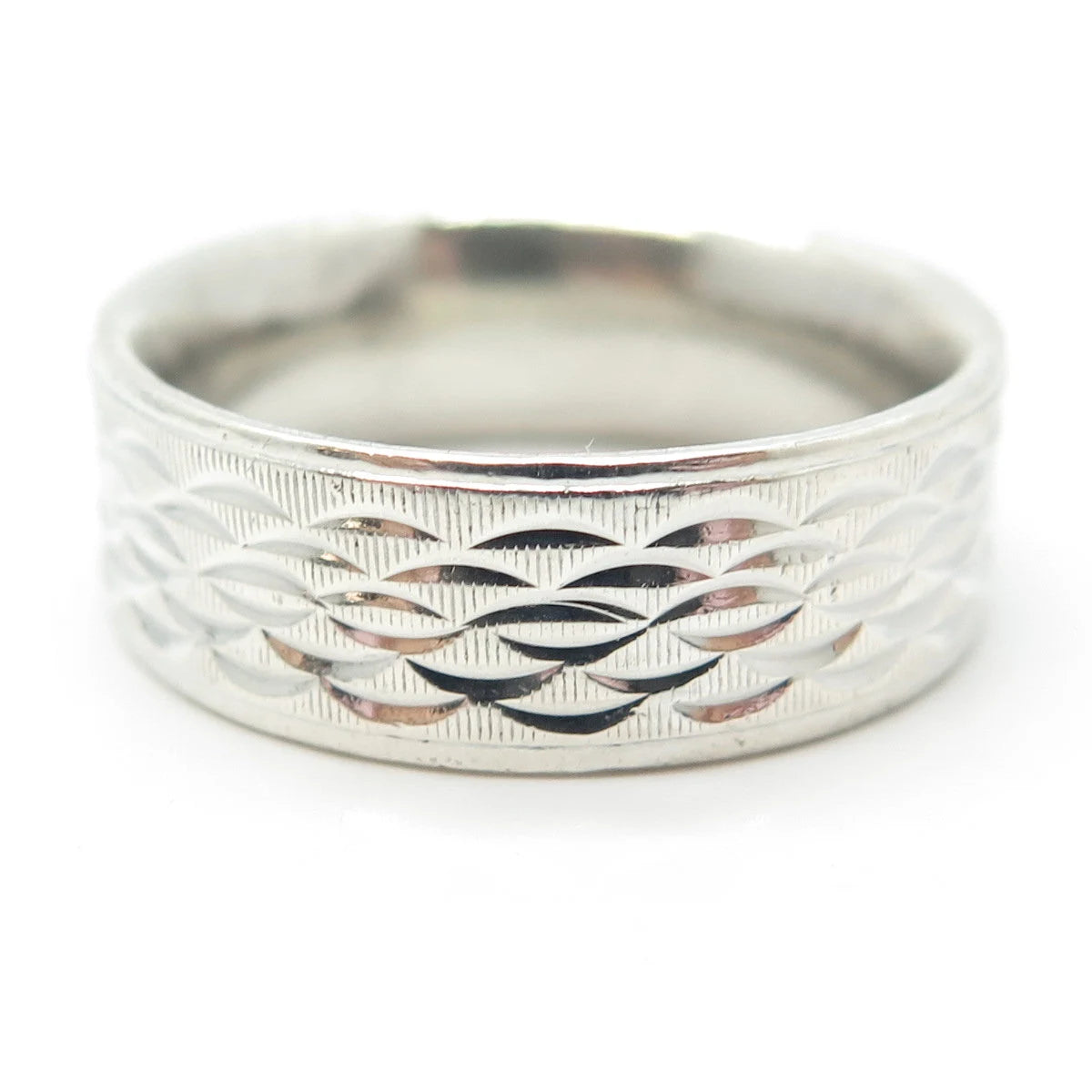 925 Sterling Silver Vintage Etched Band Ring Size 10.75