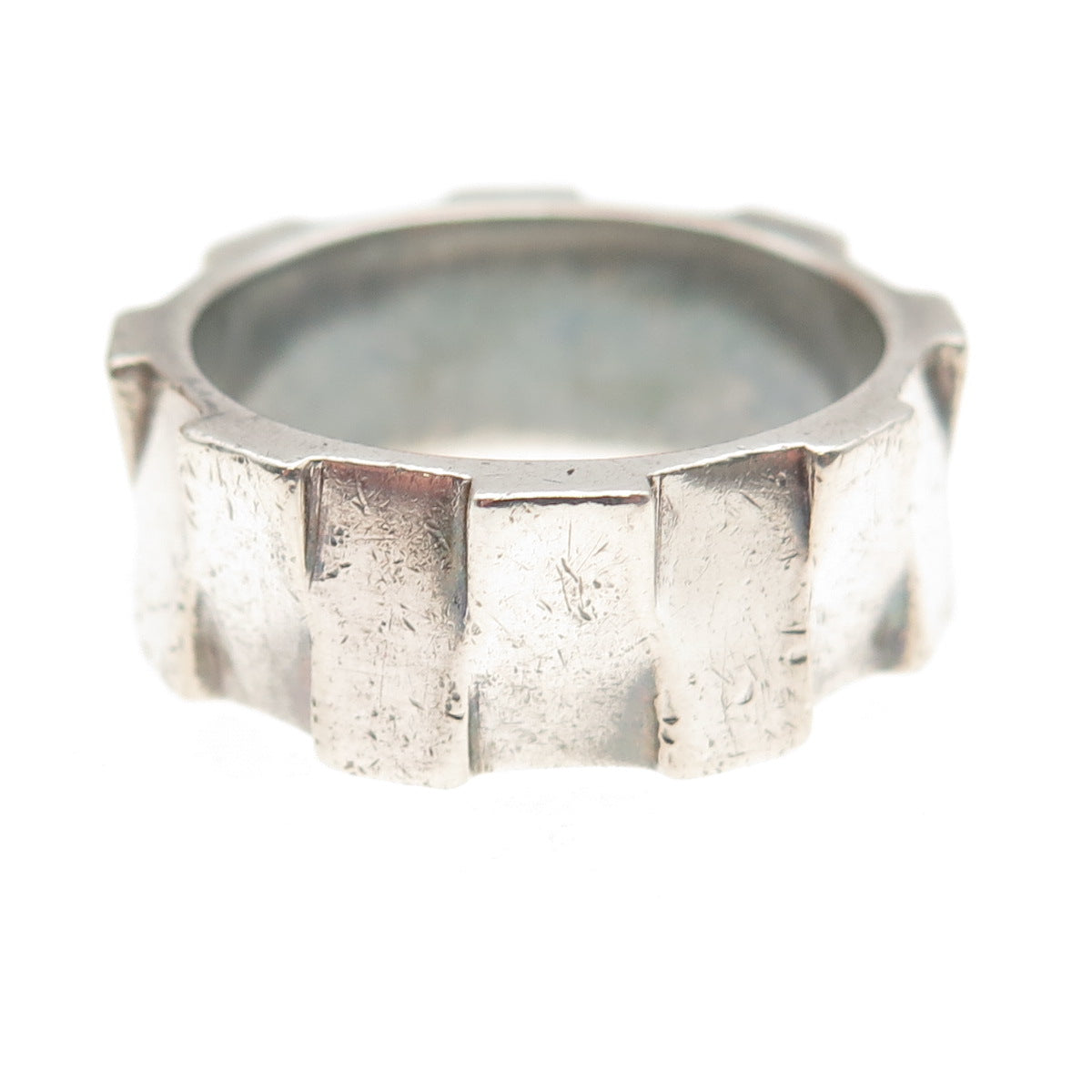 925 Sterling Silver Vintage Italy Modernist Oxidized Band Ring Size 11