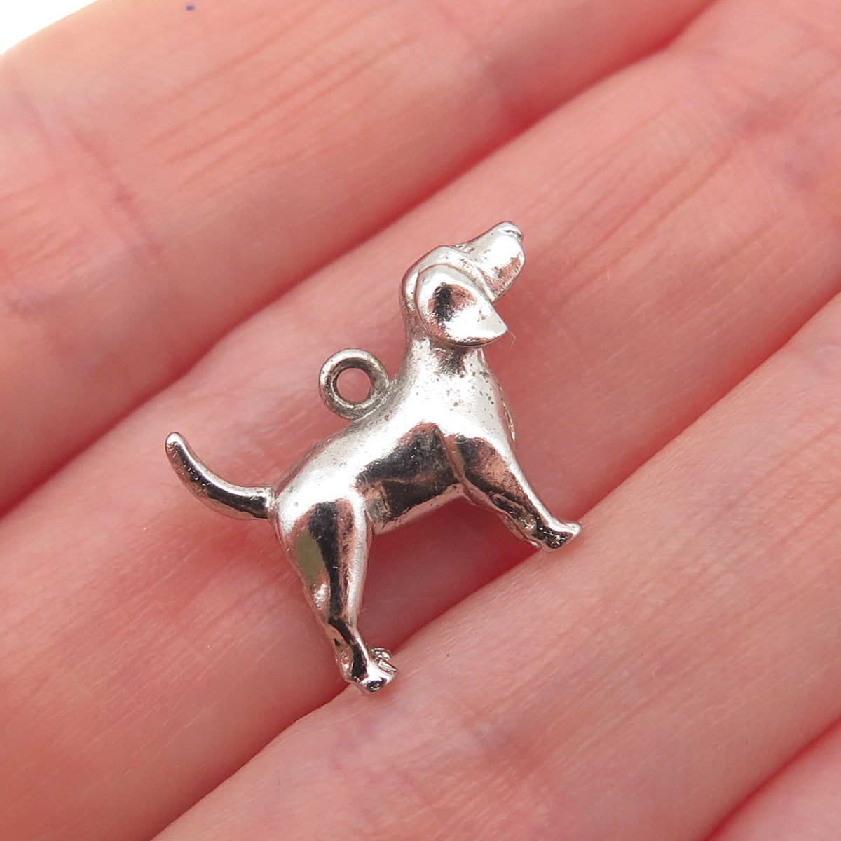 925 Sterling Silver Vintage Beagle Dog 3D Mini Charm Pendant