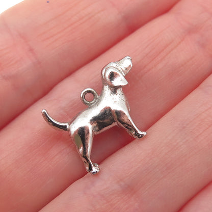 925 Sterling Silver Vintage Beagle Dog 3D Mini Charm Pendant