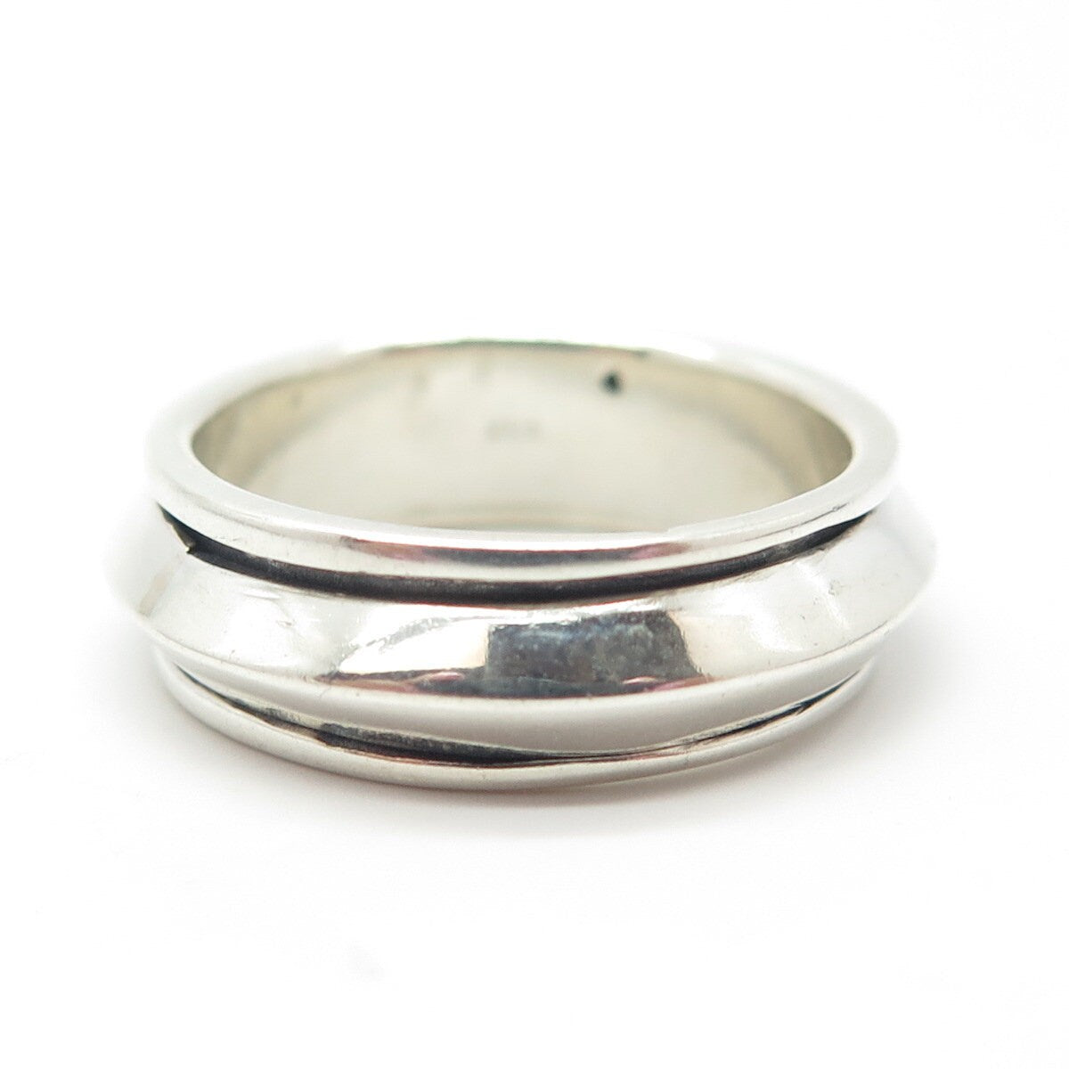 925 Sterling Silver Vintage Rotating Band Ring Size 8.25