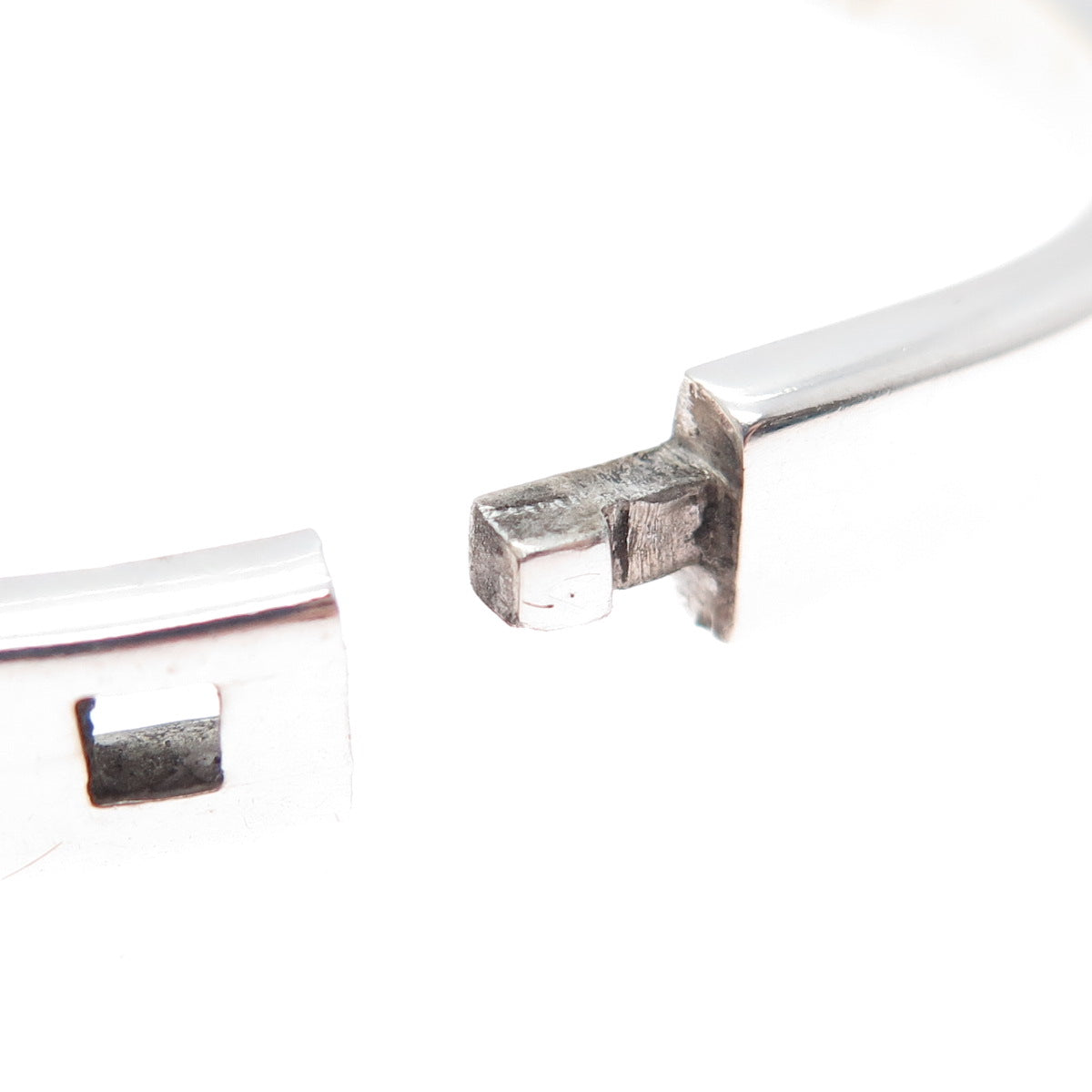 925 Sterling Silver Vintage Mexico Real Black Onyx Modernist Bangle Bracelet 7"