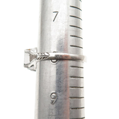 DEE BERKLE 925 Sterling Silver Princess-Cut C Z Engagement Ring Size 8