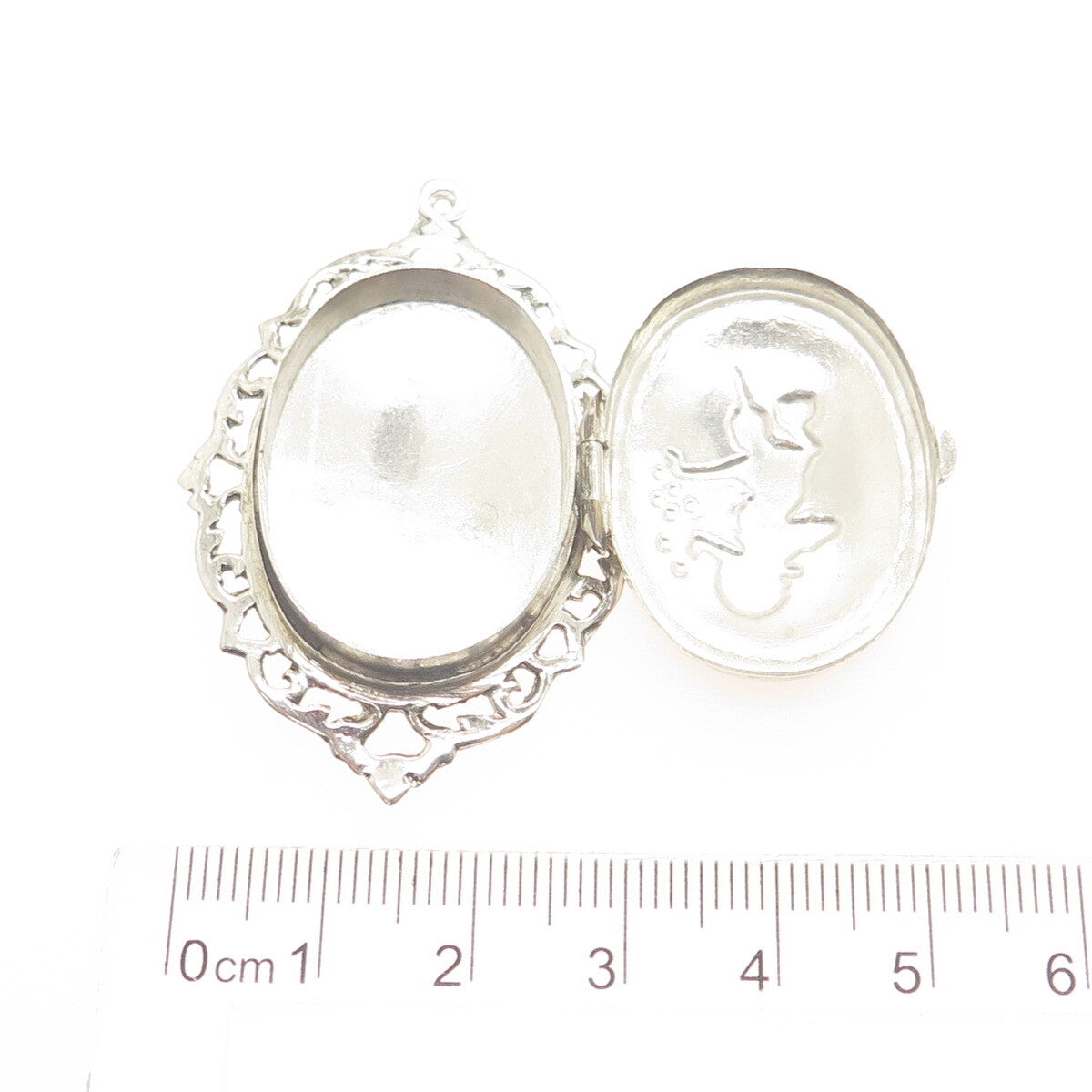 925 Sterling Silver Antique Art Deco Siam Niello Hindu Goddess Locket Pendant