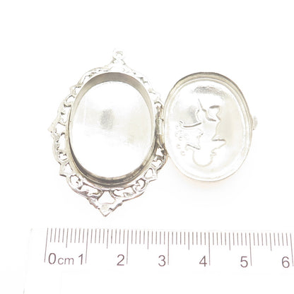 925 Sterling Silver Antique Art Deco Siam Niello Hindu Goddess Locket Pendant