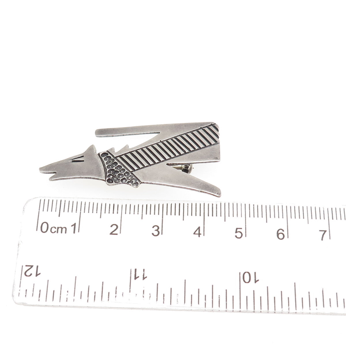Allison S. Lee Navajo Old Pawn Sterling Silver Vintage Wolf Tribal Pin Brooch