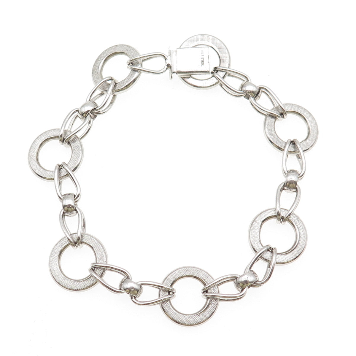 A&Z HAYWARD 925 Sterling Silver Vintage Interlocked Circle Link Bracelet 7.5"