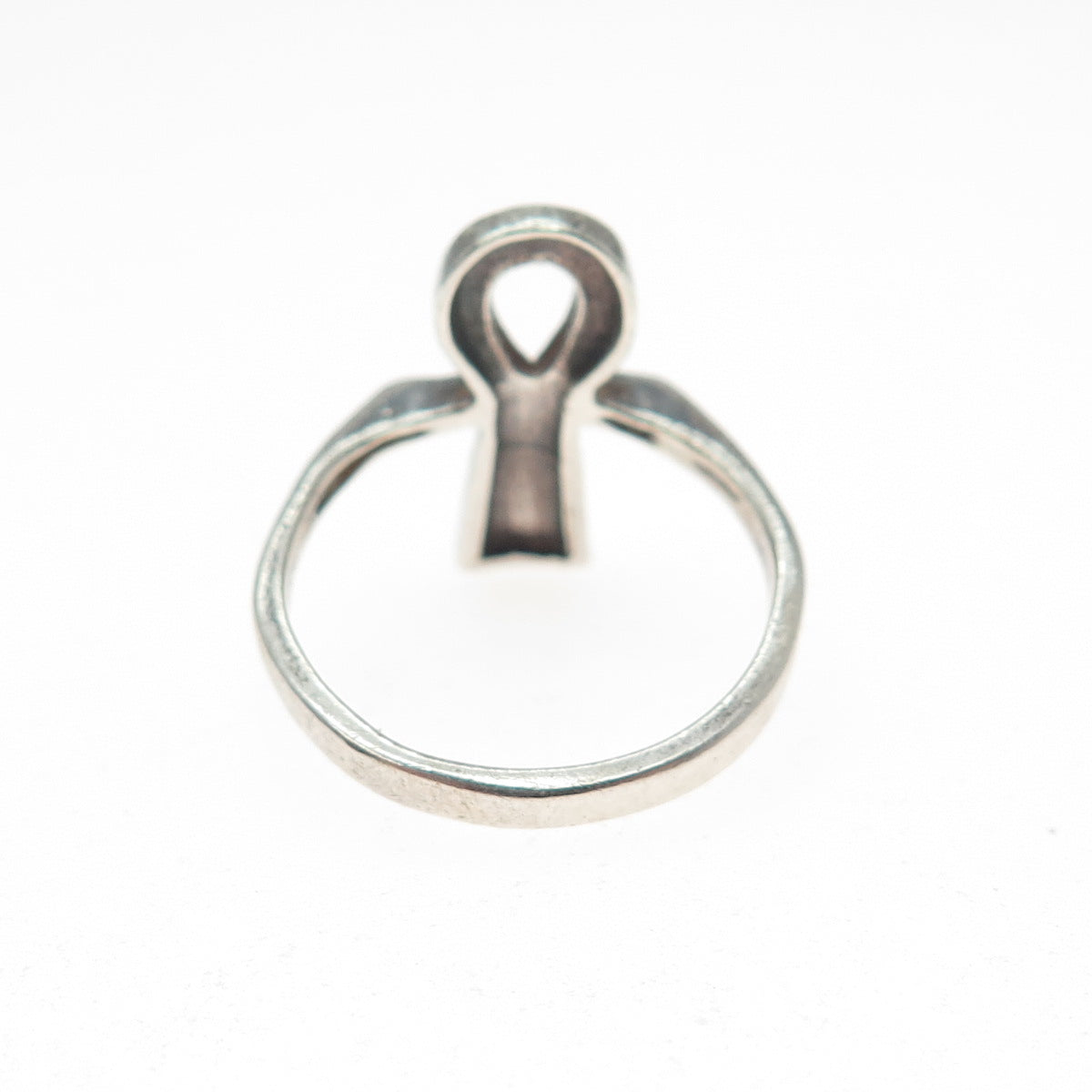 925 Sterling Silver Vintage Egyptian Ankh Oxidized Ring Size 6.5