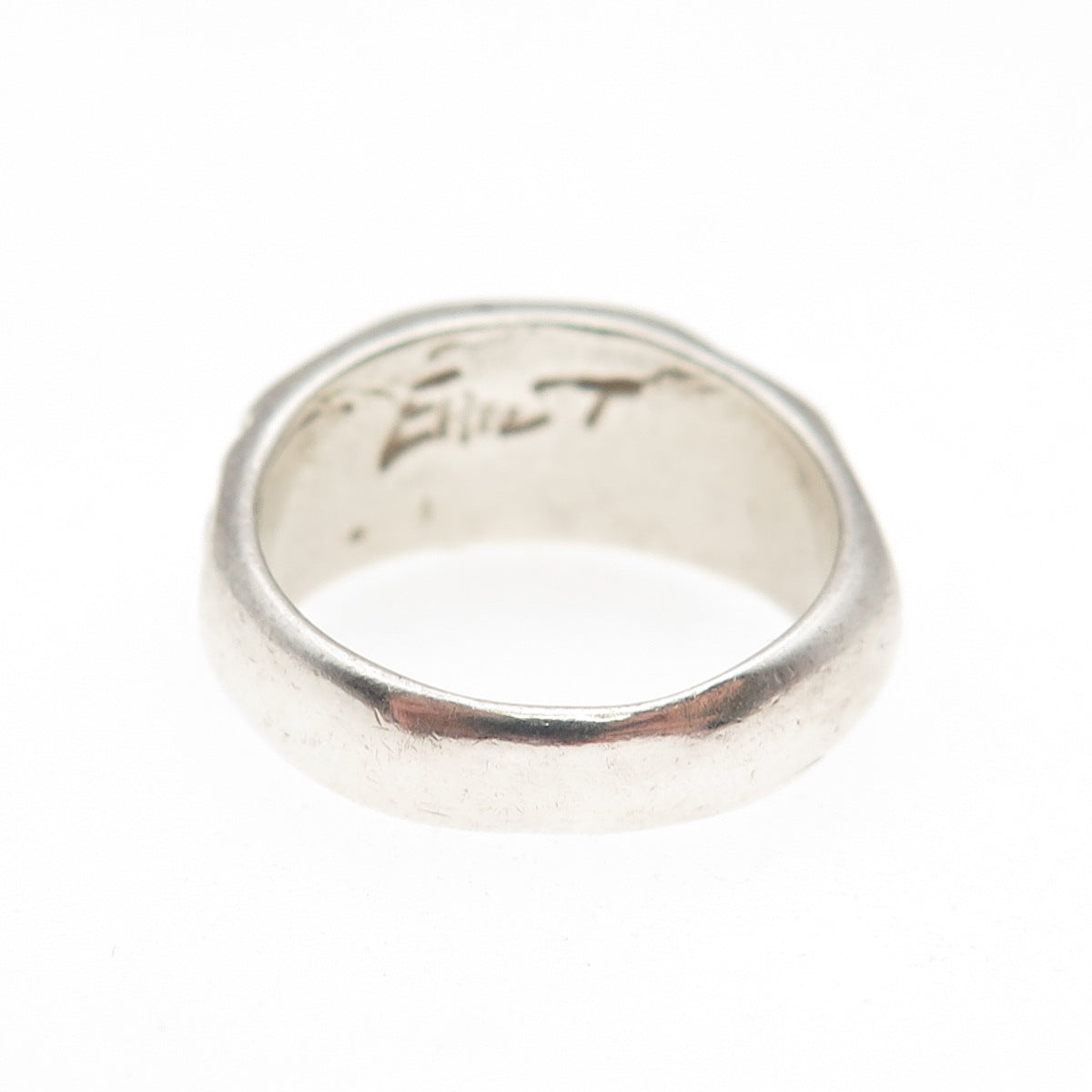 ERIC T. 925 Sterling Silver Vintage Modernist Spiral Oxidized Ring Size 6