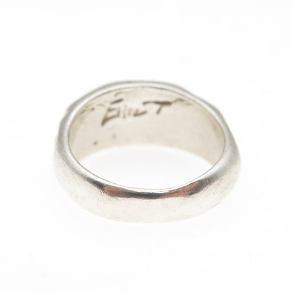 ERIC T. 925 Sterling Silver Vintage Modernist Spiral Oxidized Ring Size 6