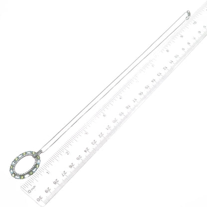 925 Sterling Silver Real Diamond Accent Topaz & Peridot Box Chain Necklace 18"