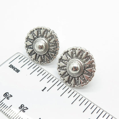 925 Sterling Silver Vintage Round Screw-Back Earrings