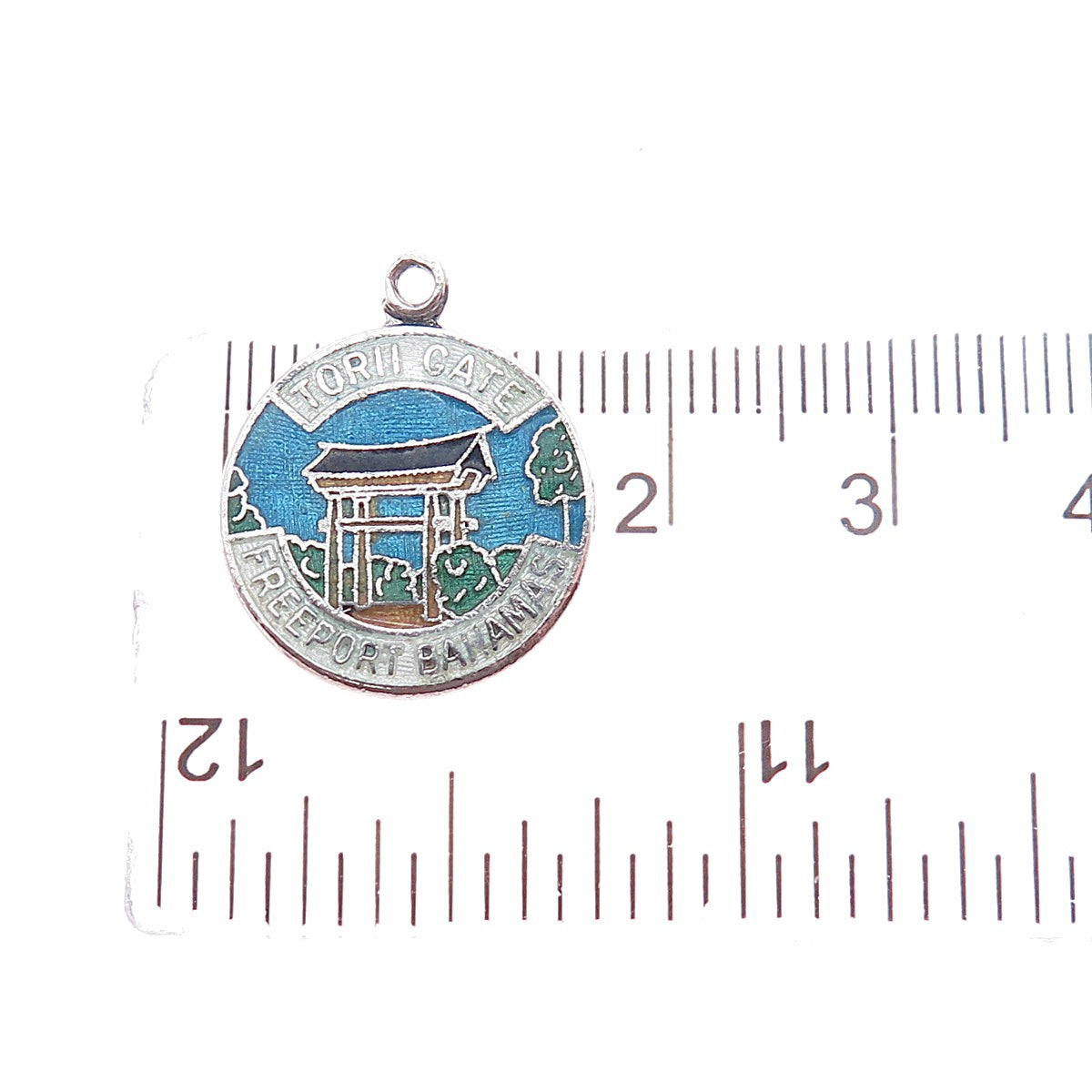 Breadner & Co. 925 Sterling Vintage Enamel Torii Gate Freeport Bahamas Pendant