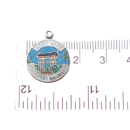 Breadner & Co. 925 Sterling Vintage Enamel Torii Gate Freeport Bahamas Pendant