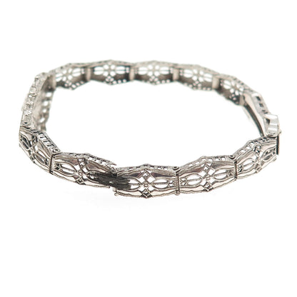 Esemco Sterling Silver Antique Rhinestone Filigree Bracelet 6.75" (broken link)