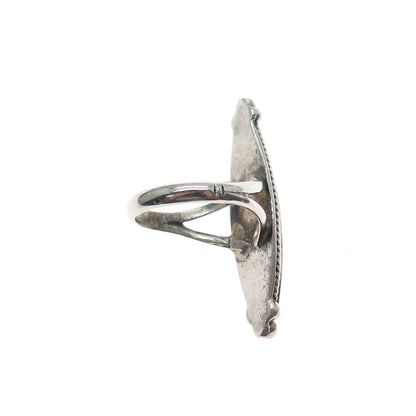 Old Pawn 925 Sterling Silver Vintage Jasper Black Onyx Inlay Tribal Ring Size 7