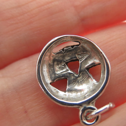 925 Sterling Silver Vintage Halloween Pumpkin Mask Minimalist Charm Pendant