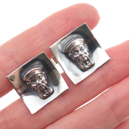 925 Sterling Silver Vintage Chinese King Oxidized Cufflinks