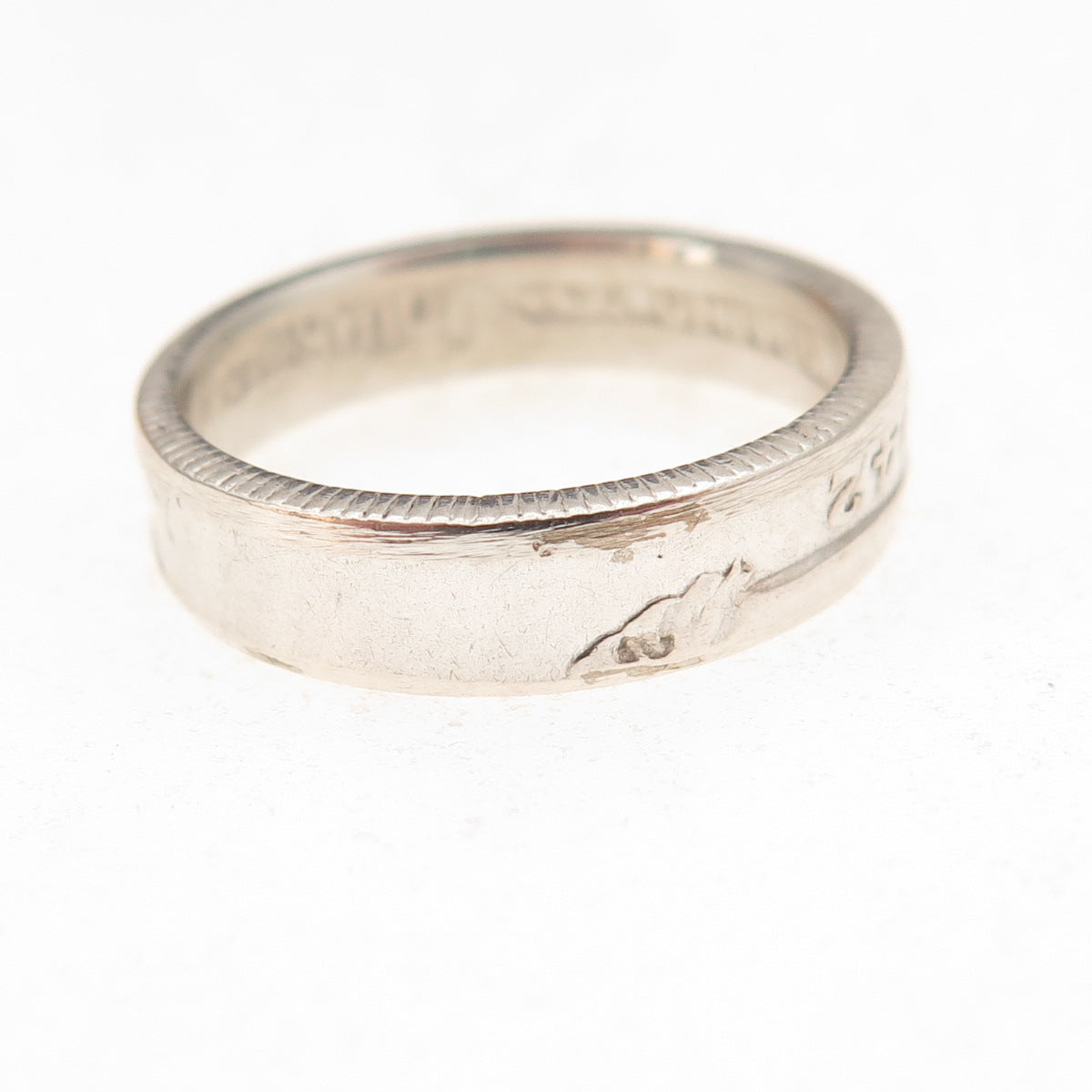 900 Silver Antique 1942 US Washington Quarter Dollar Coin Band Ring Size 7.25