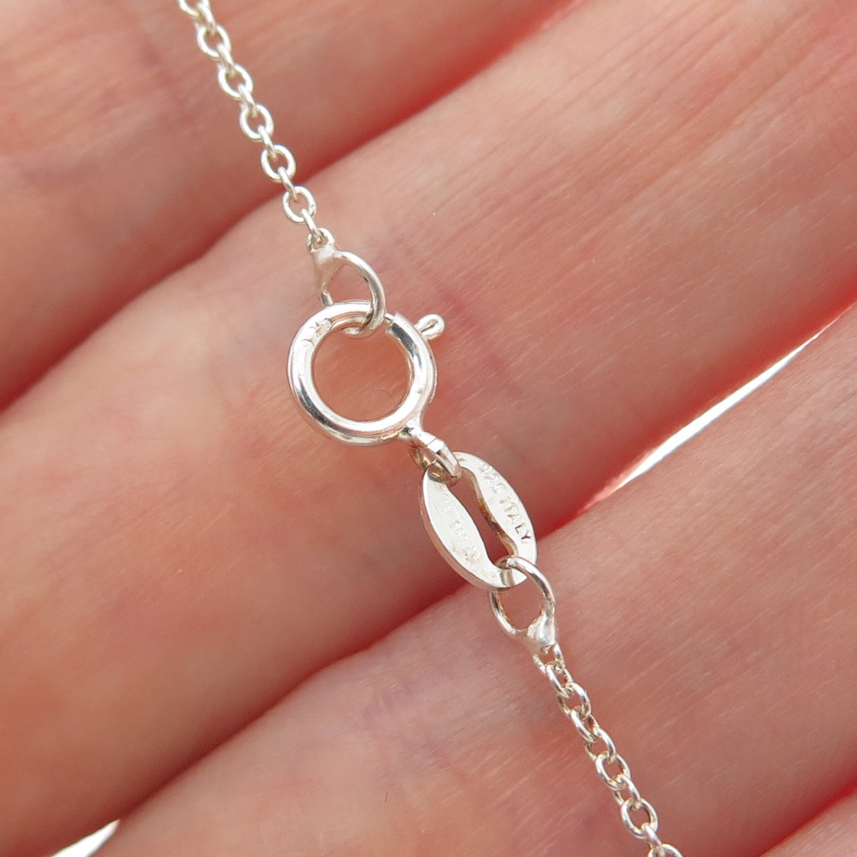 925 Sterling Silver Italy Modernist Swirl Cable Chain Necklace 18"