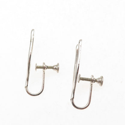 925 Sterling Silver Vintage Wishbone Good Luck Oxidized Screw Back Earrings