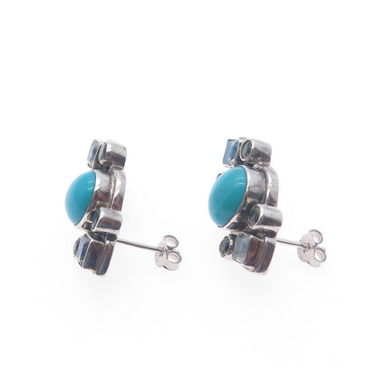 NICKY BUTLER Sterling Silver Vintage Real Turquoise Moonstone Peridot Earrings