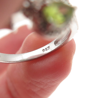 Chuck Clemency 925 Sterling Silver Real Diamond Accent & Peridot Ring Size 7