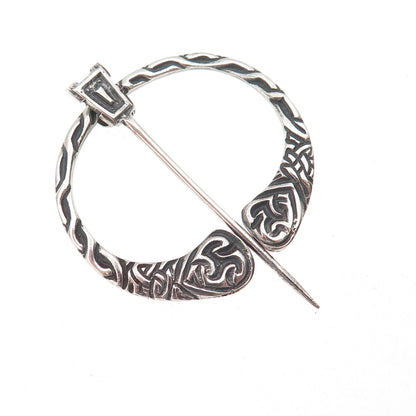 925 Sterling Silver Antique Art Deco Scottish Oxidized Iona Kilt Pin