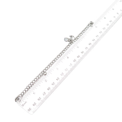 ELCO Sterling Silver Vintage Heart Anchor Cross Double Curb Link Bracelet 6.75"