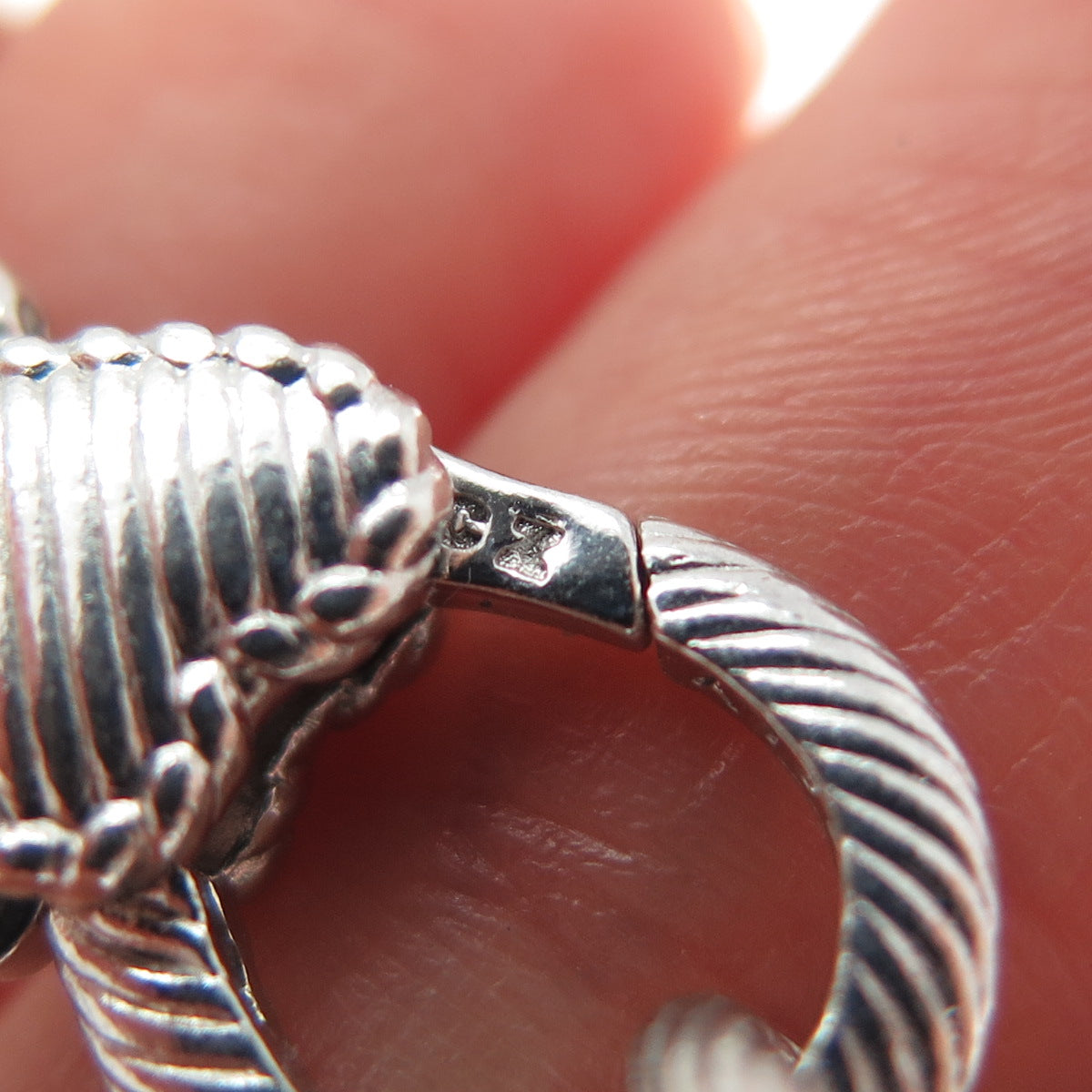 JUDITH RIPKA 925 Sterling Silver C Z Letter R Heart Tag Cable Link Bracelet 7.5"