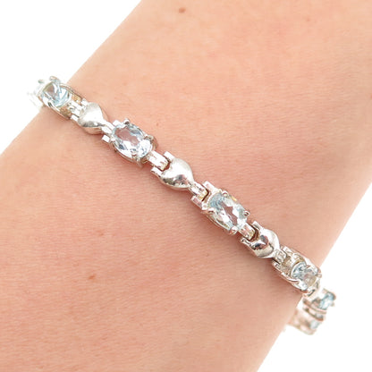 M.R.F. RESOURCES 925 Sterling Silver Real Blue Topaz Bracelet 7.25"