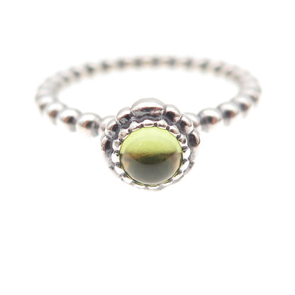 Pandora 925 Sterling Silver Real Peridot August Birthday Blooms Ring Size 7.75