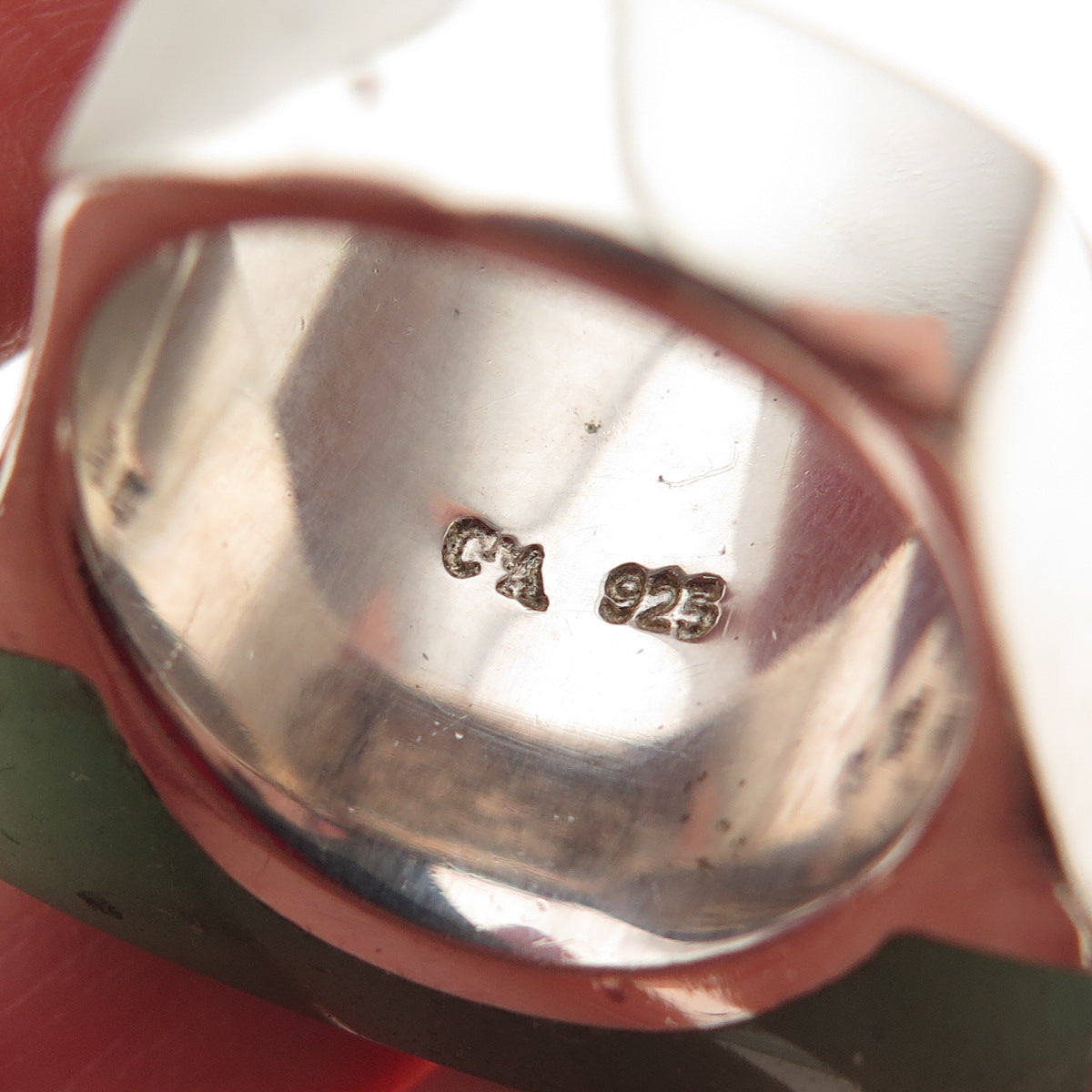 CHATEAU D'ARGENT Sterling Silver Vintage Real Aventurine Statement Ring Size 9