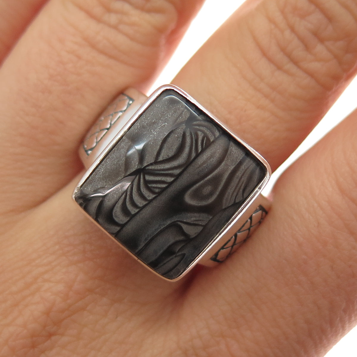 PHLD PlayHardLookDope 925 Sterling Silver Real Jasper Ring Size 10.75
