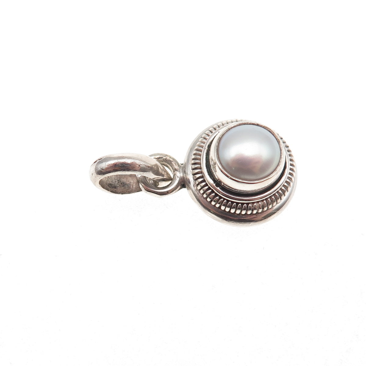 925 Sterling Silver Vintage Real Pearl Charm Pendant