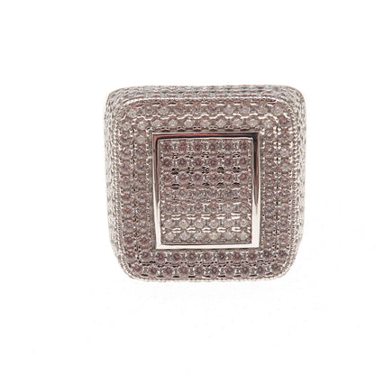 925 Sterling Silver Round-Cut C Z Statement Ring Size 10.25