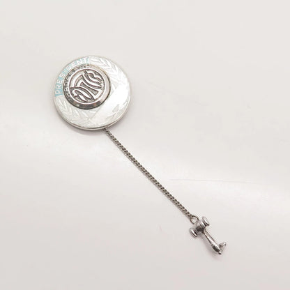 925 Sterling Silver Vintage Enamel "President Hadassah" Pin Brooch w/Chain