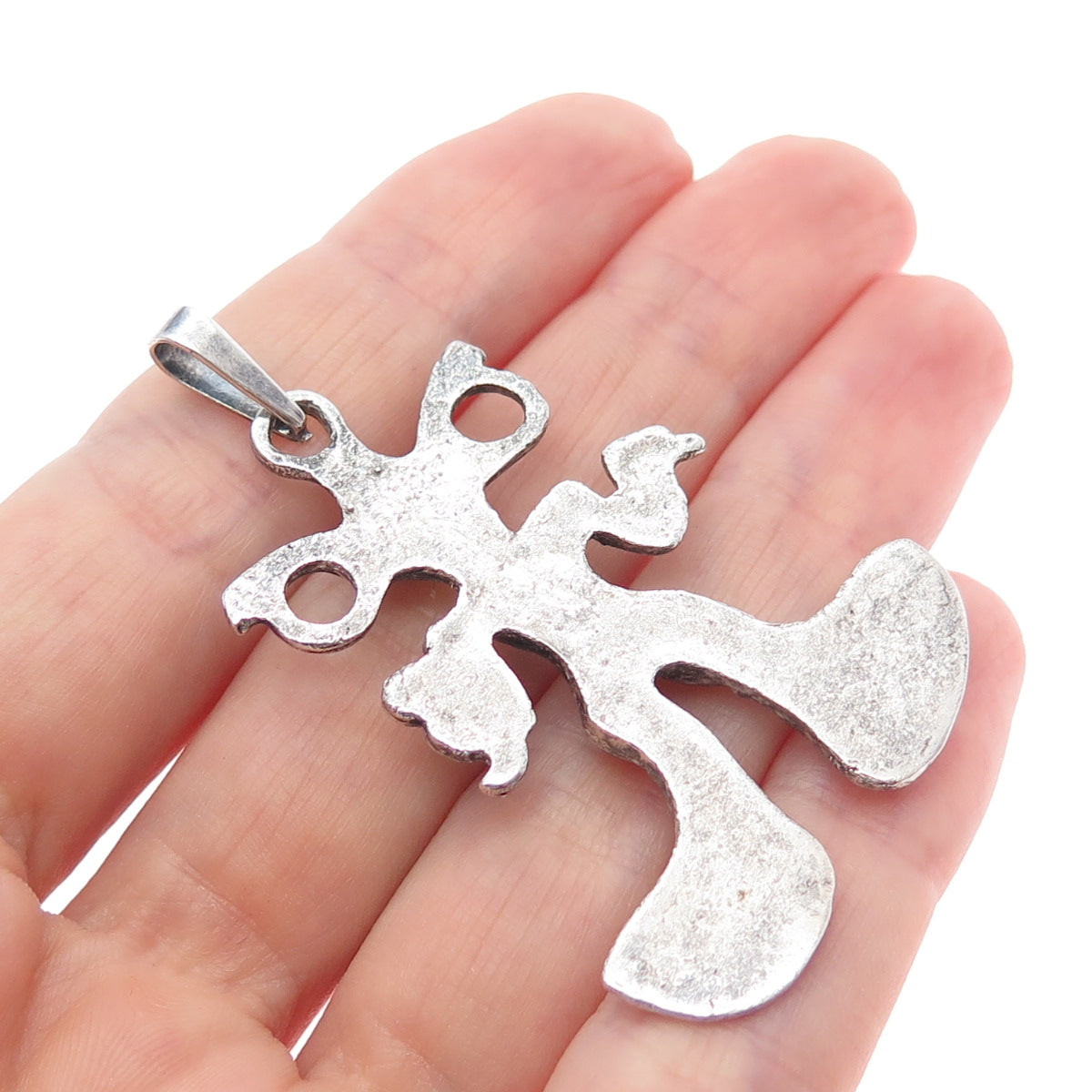 925 Sterling Silver Vintage Cowboy Modernist Oxidized Charm Pendant